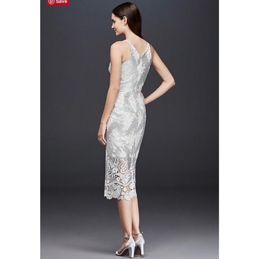 Dress the Population Dress Silver White Sequin Lace Midi Angela‎ sz XS - Picture 2 of 7